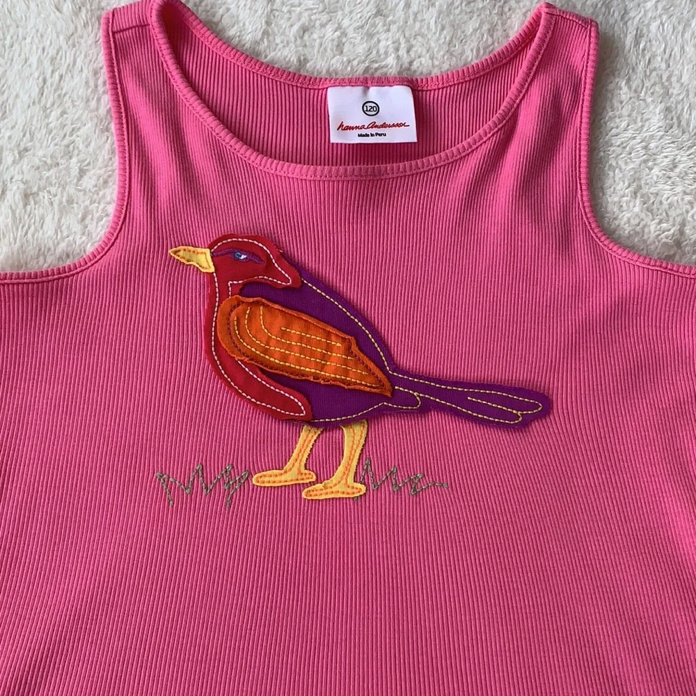 Hanna Andersson Pink Tank Top 120 Bird (6/7) EUC - Picture 2 of 7